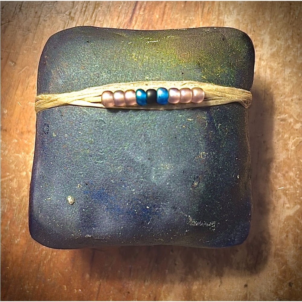 Ceremonial RAKU Wood Fired Spirit Rattle & Seed Beads 3”